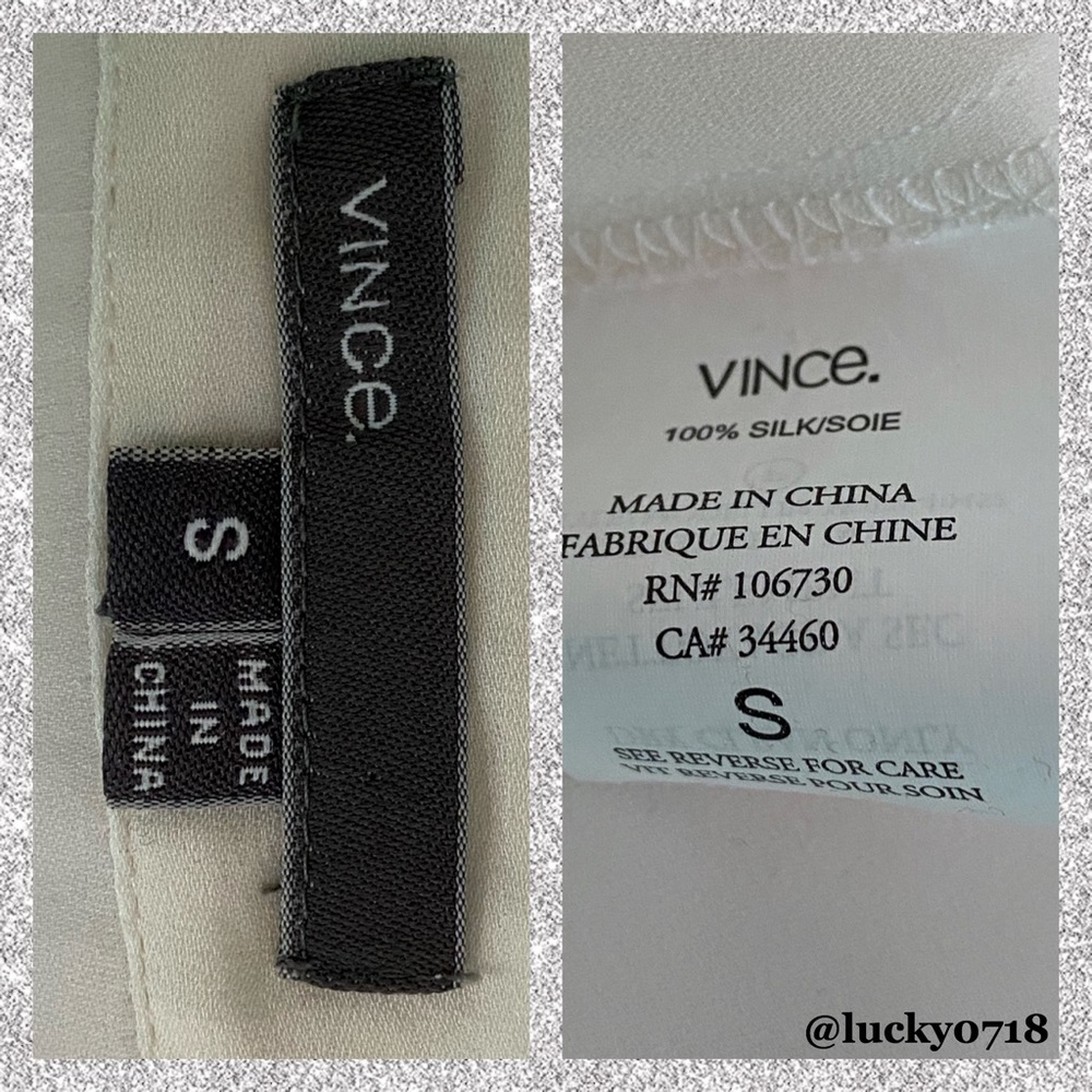 Vince NWOT Ivory Silk Half Placket Blouse Sz S - Picture 6 of 6